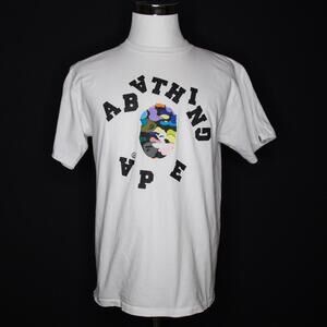 Men's Bape Multi Camo College Tee Scrambled Broken Letters Sz Large